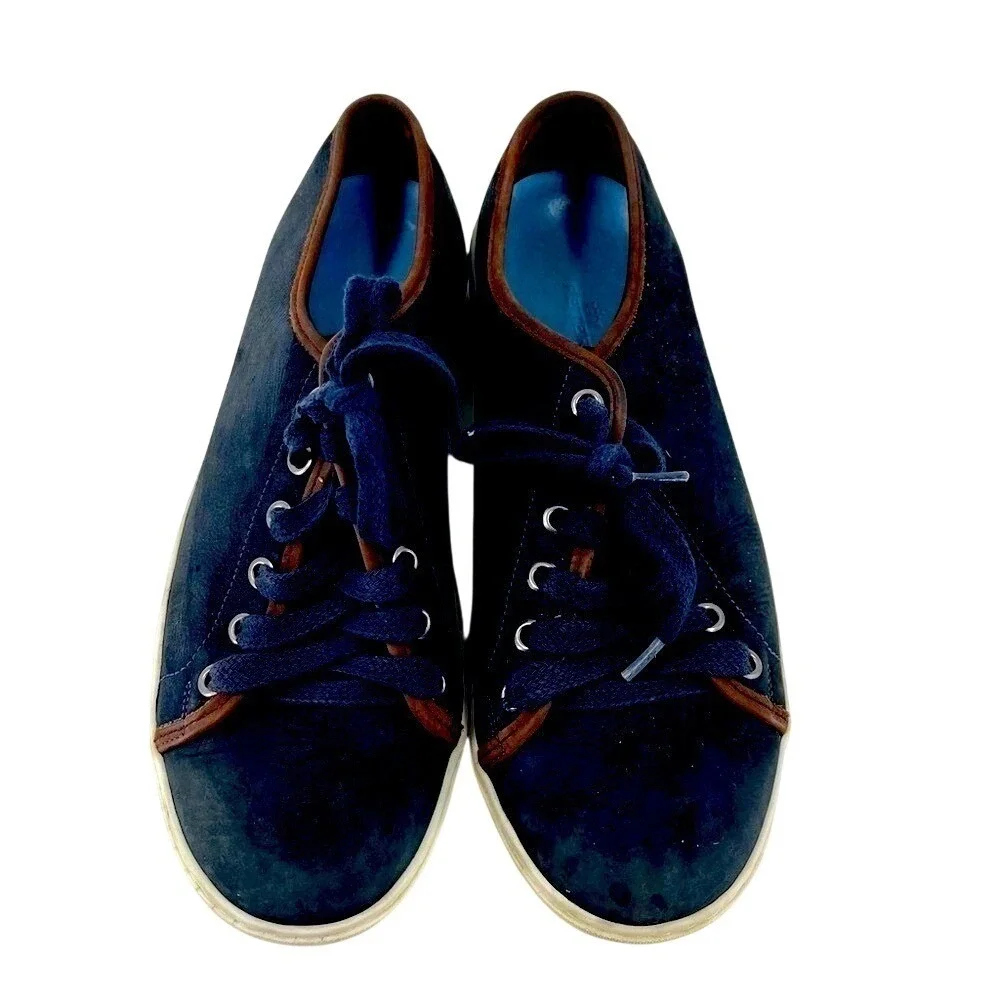 Peter Millar Mens Navy Blue Suede Leather Trim Low Top Sneakers Size‎ 8.5M